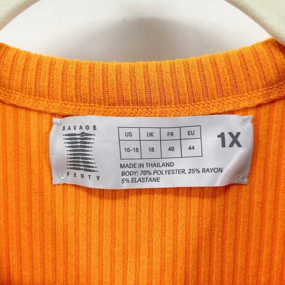 Savage x Fenty Rihanna Orange Essential Heavy Rib Cropped Logo Tank 1X NWT - Picture 6 of 6